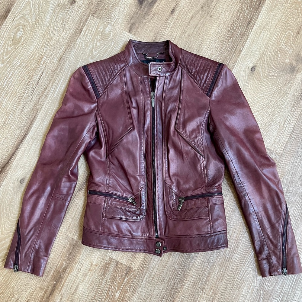 FREE SHIPPING Leather Moto Jacket by Bernardo